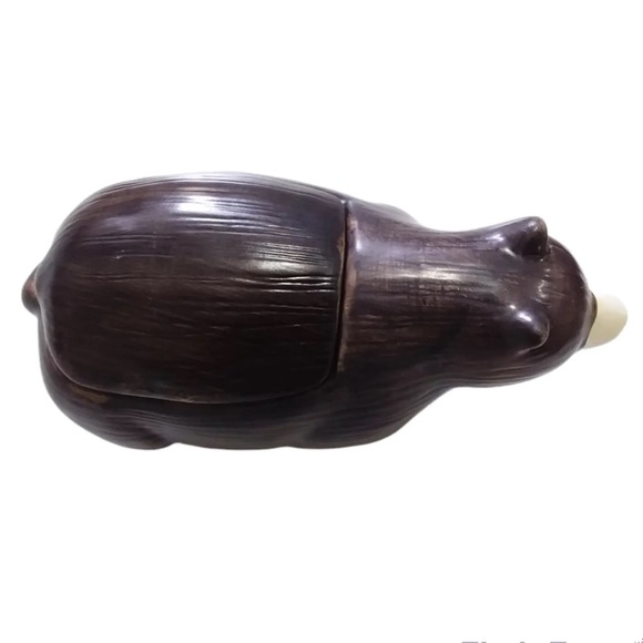 Vintage Sakura Ceramic Brown Bear Trinket Box Lid Rustic Cabin Hand Painted - Picture 8 of 10